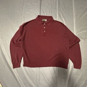 Vintage 80s Sears Sportswear Shirt Mens Large Button Collar Long Sleeve Knit USA